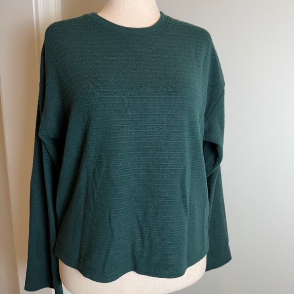 Sanctuary Sweaters - Sanctuary Dark Green Ribbed Crewneck Top/Sweater